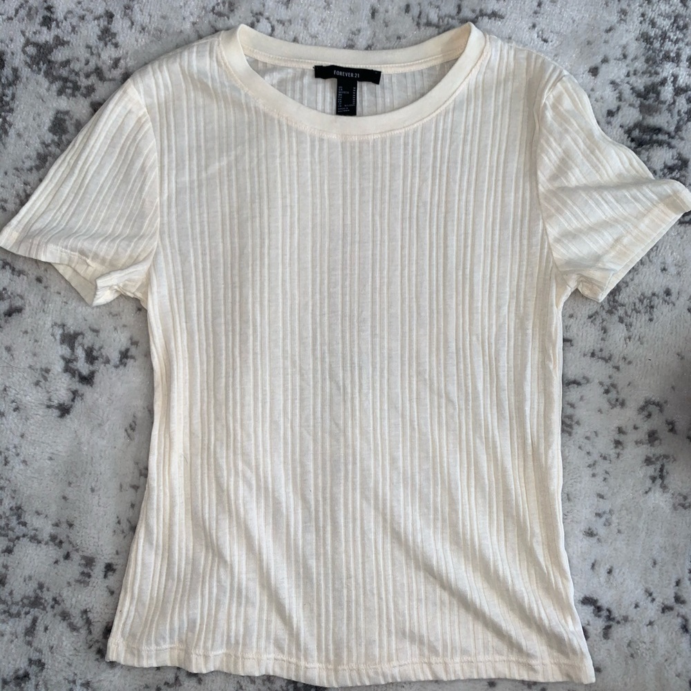 Ribbed Cream T-shirt